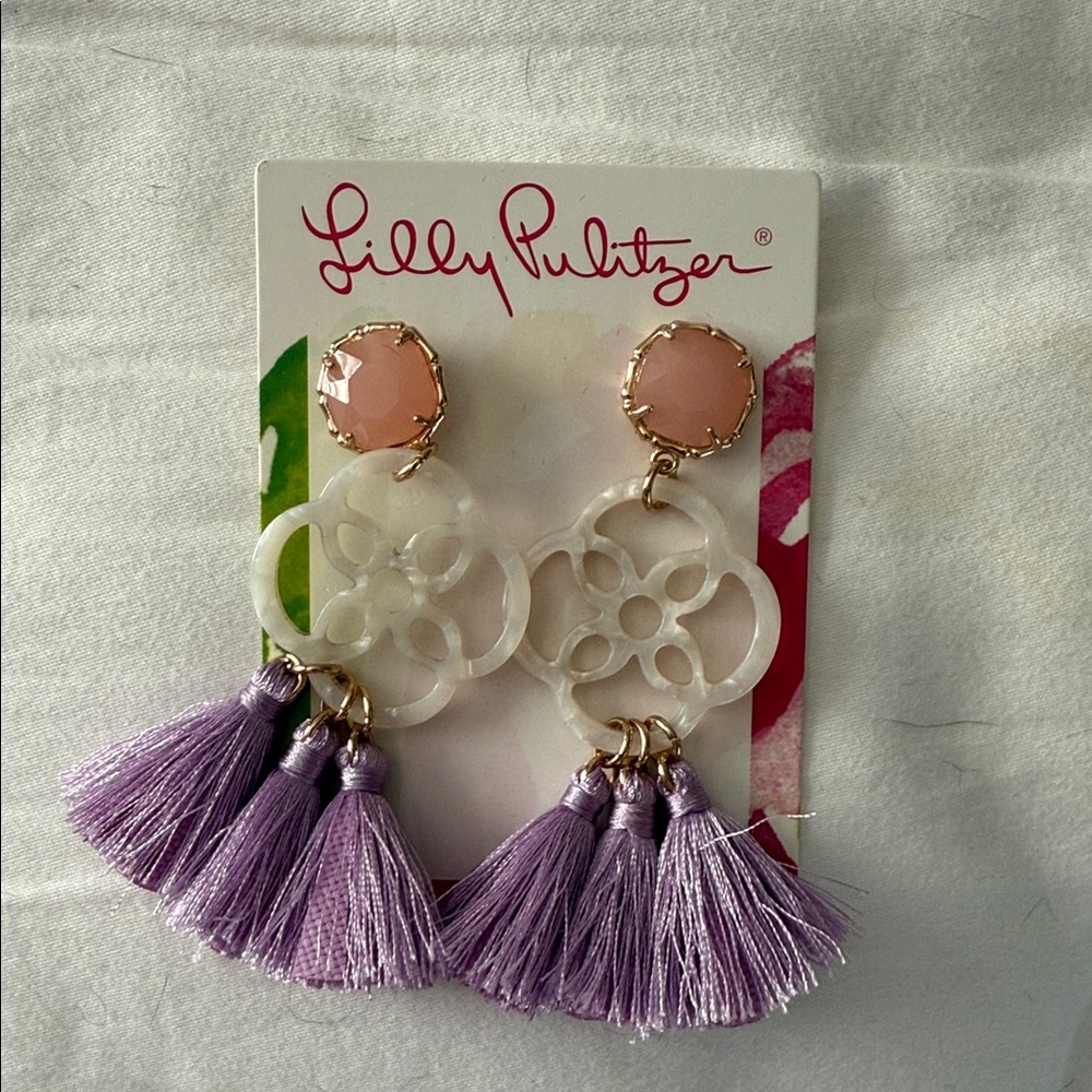 Lilly Pulitzer Pink and Lavender Tassel Earrings